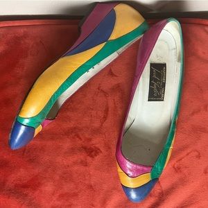 Vintage Crayons Martinez Valero Exclusively For Lord & Taylor Multicolored Pumps